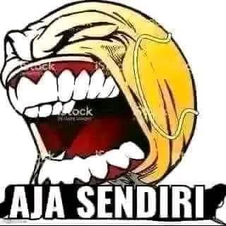 Sticker meme AJA SENDIRI dengan hashtag #aja - Download PNG gratis di Doksli