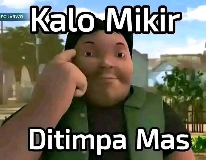 Sticker meme kalo mikir ditimpa mas - Download PNG di Doksli