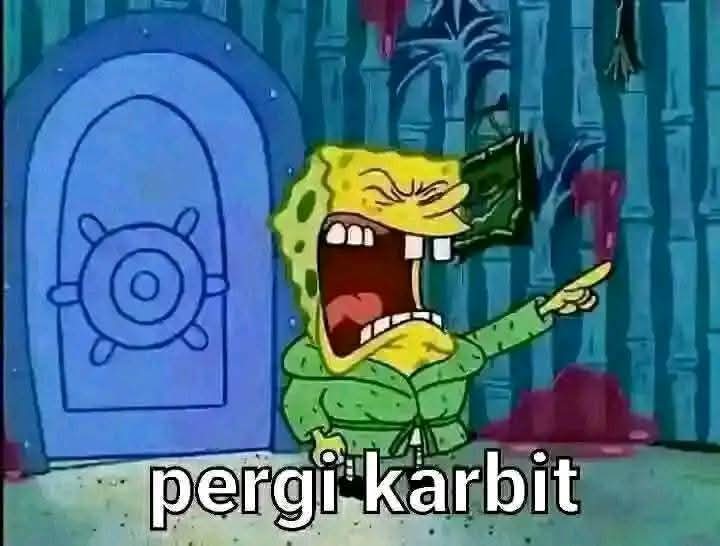 Sticker meme pergi karbit dengan hashtag #spongebob - Download PNG gratis di Doksli